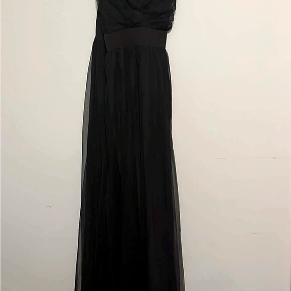 Black Maxi spaghetti strap XL dress with Tulle. High split skirt - Picture 6 of 8